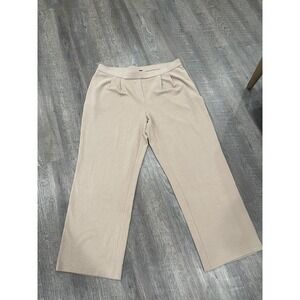 J Jill Beige Trouser Pants Knit  SZ L  Elastic Band Minimalist  NWT Wide Leg Tan